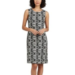 Saint Tropez West Floral Linen Sleeveless Knee Length Dress Size 8 Black White